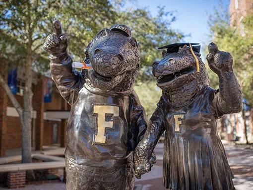 Statue of UF mascots Albert and Alberta